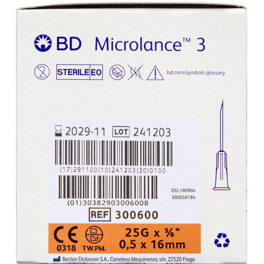 BD Microlance 3 Kanyle 25G X 5/8 Orange