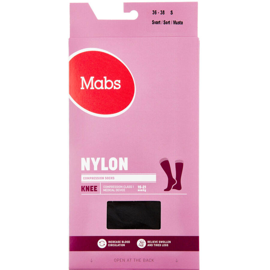 Mabs Nylon Knee, Sort Str. S