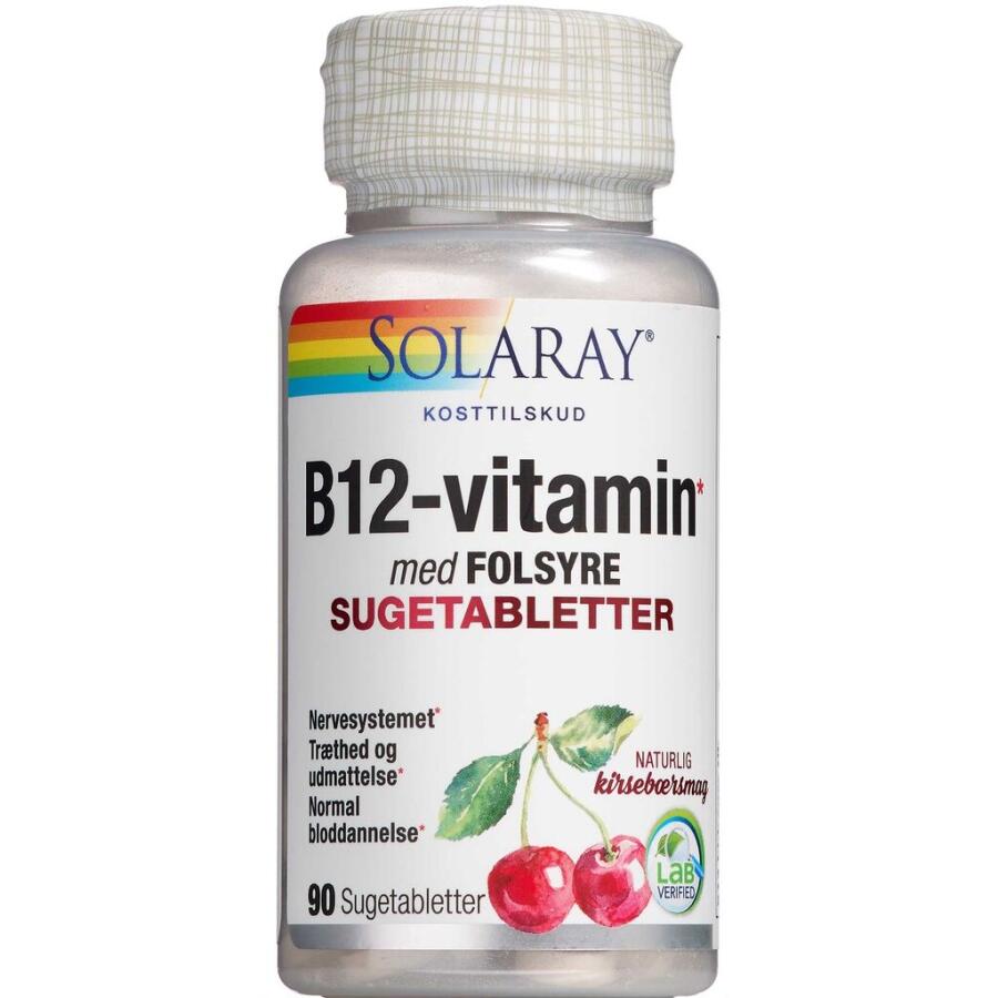 Solaray B12-vitamin Med Folsyre Sugetabletter