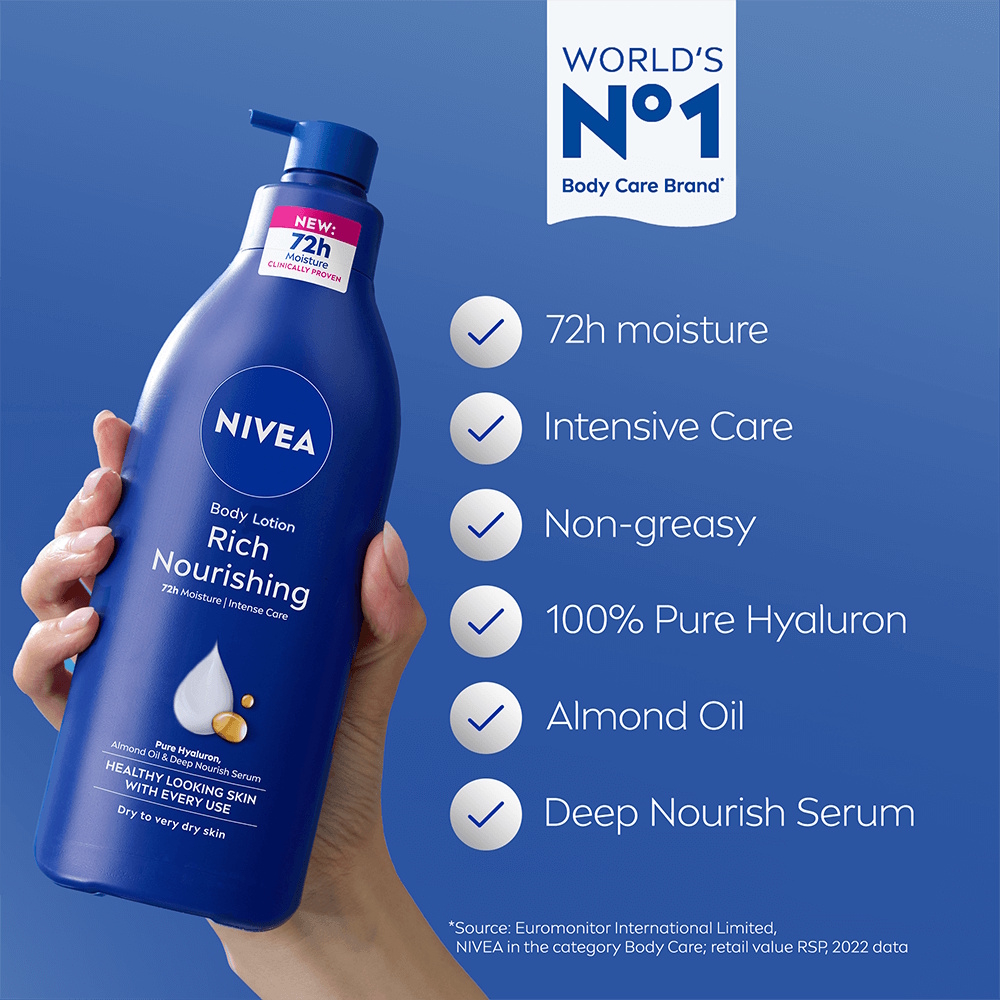 NIVEA Nourishing Hydration Body Milk med pumpe