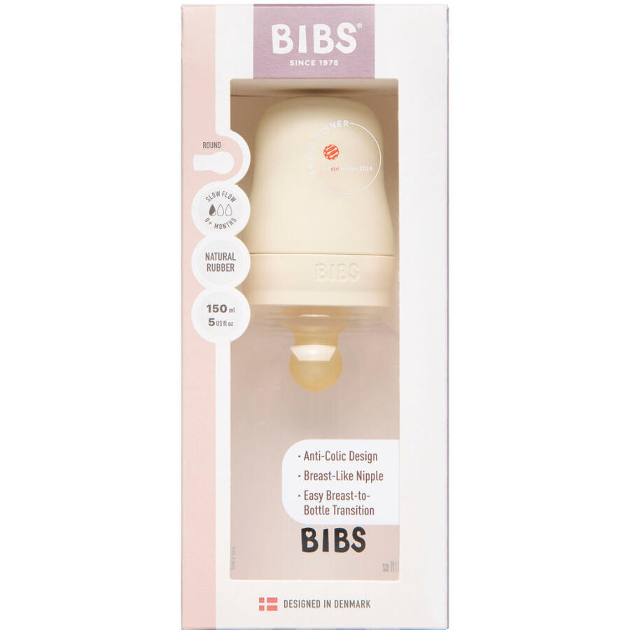 BIBS Sutteflaske Latex Slow Flow, Ivory, Rund