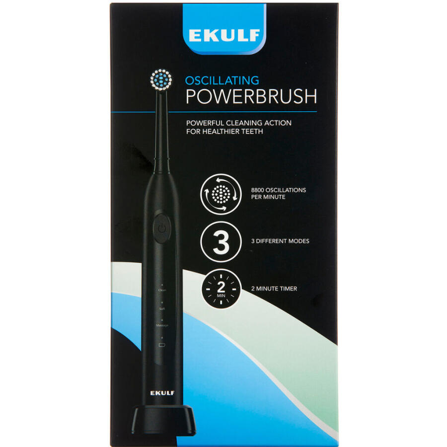 Ekulf powerbrush sort eltandbørste