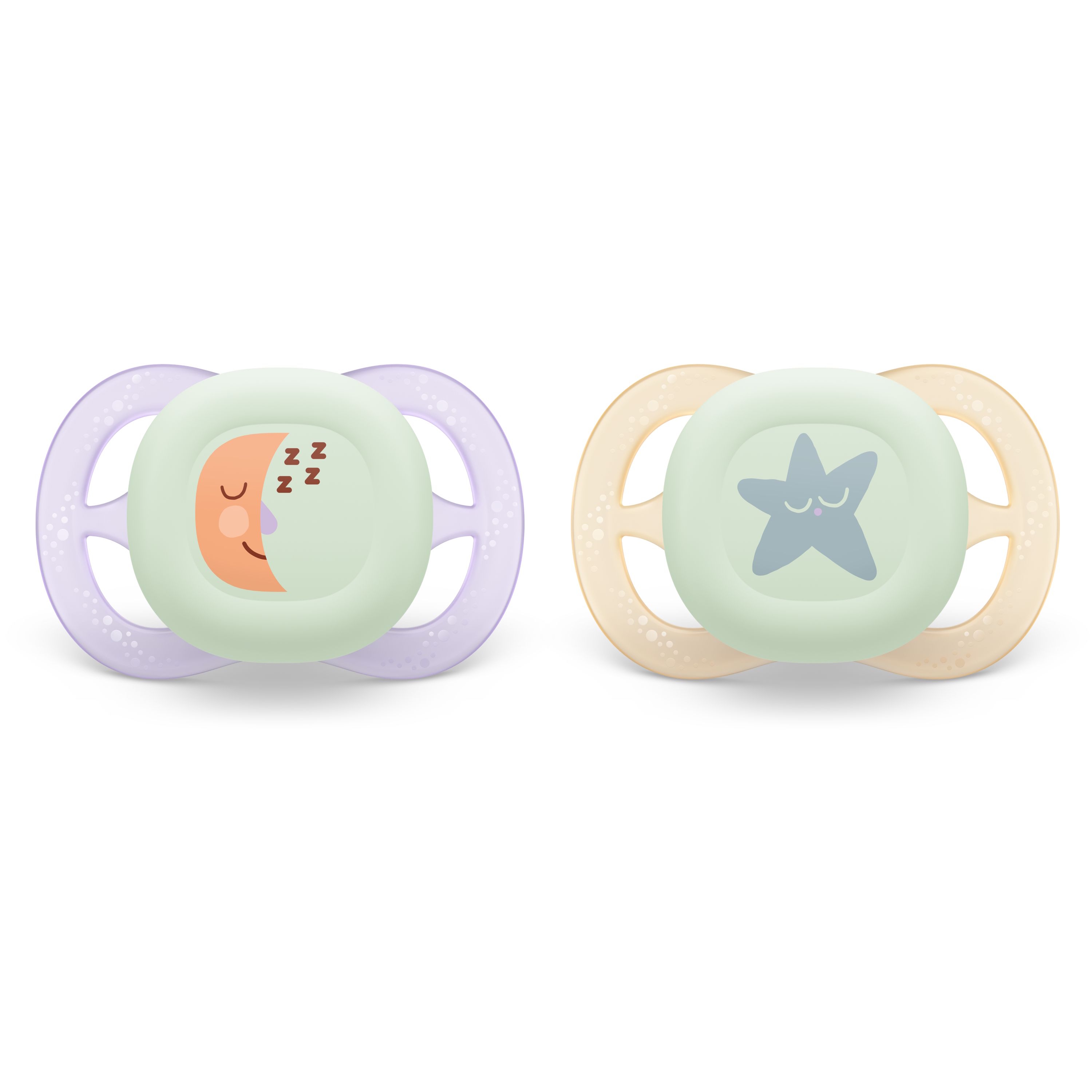Philips Avent Pacifier ultra start Nighttime, 0-2m, lilla/beige