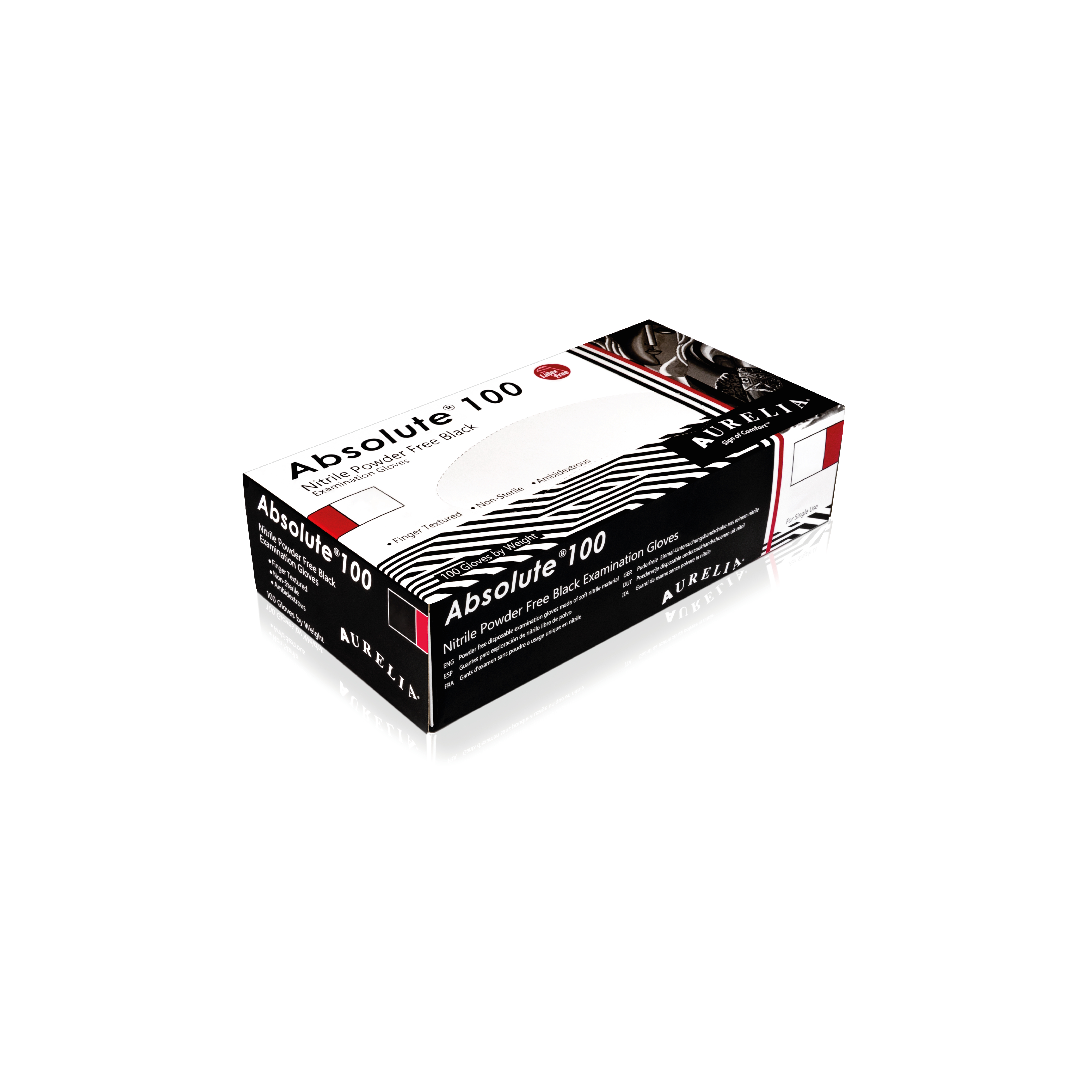 Aurelia Gloves Aurelia Absolute 100 sort pudderfri nitrilhandske, 3,2 mil (100 stk)