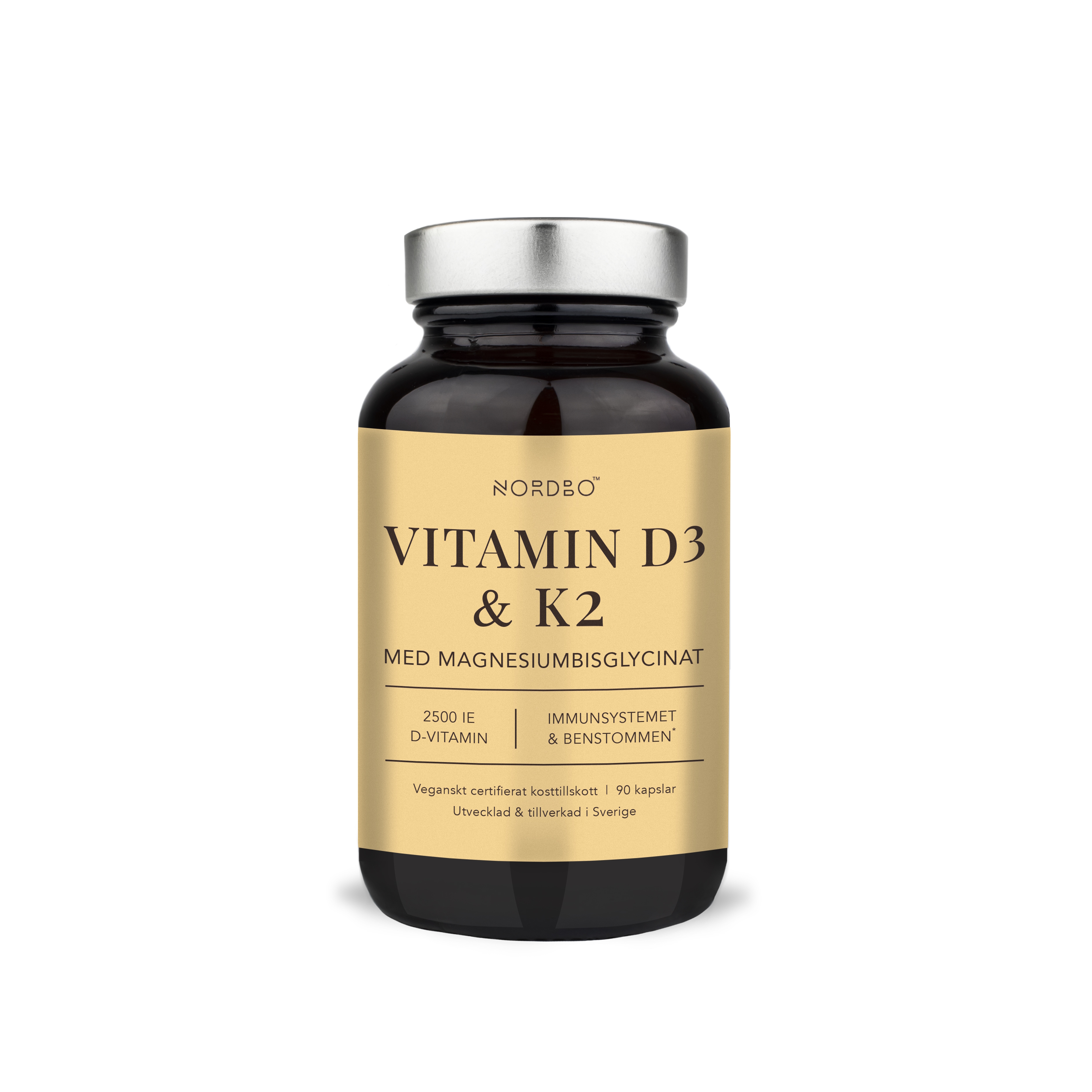 NORDBO Vegan Vitamin D3 & K2 m. Magnesium 90 kapsler