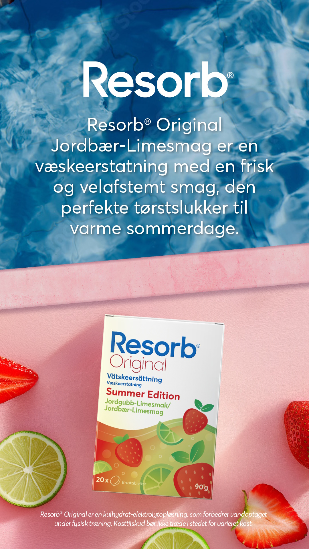 Resorb Jordbær-Lime Brusetablet