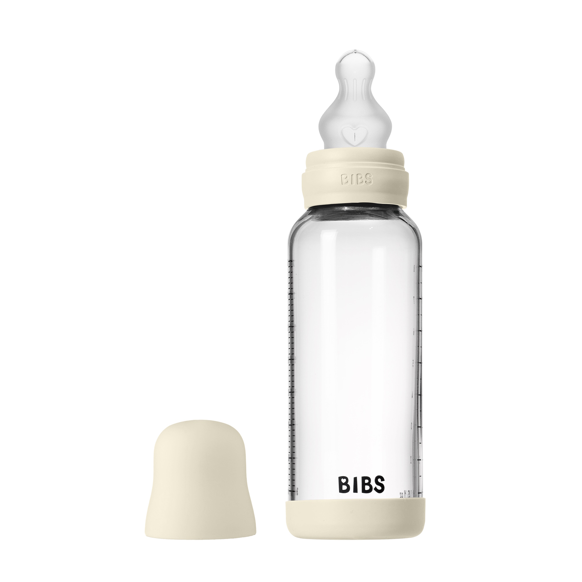 BIBS Baby Glass Bottle Silikone Medium Flow Ivory
