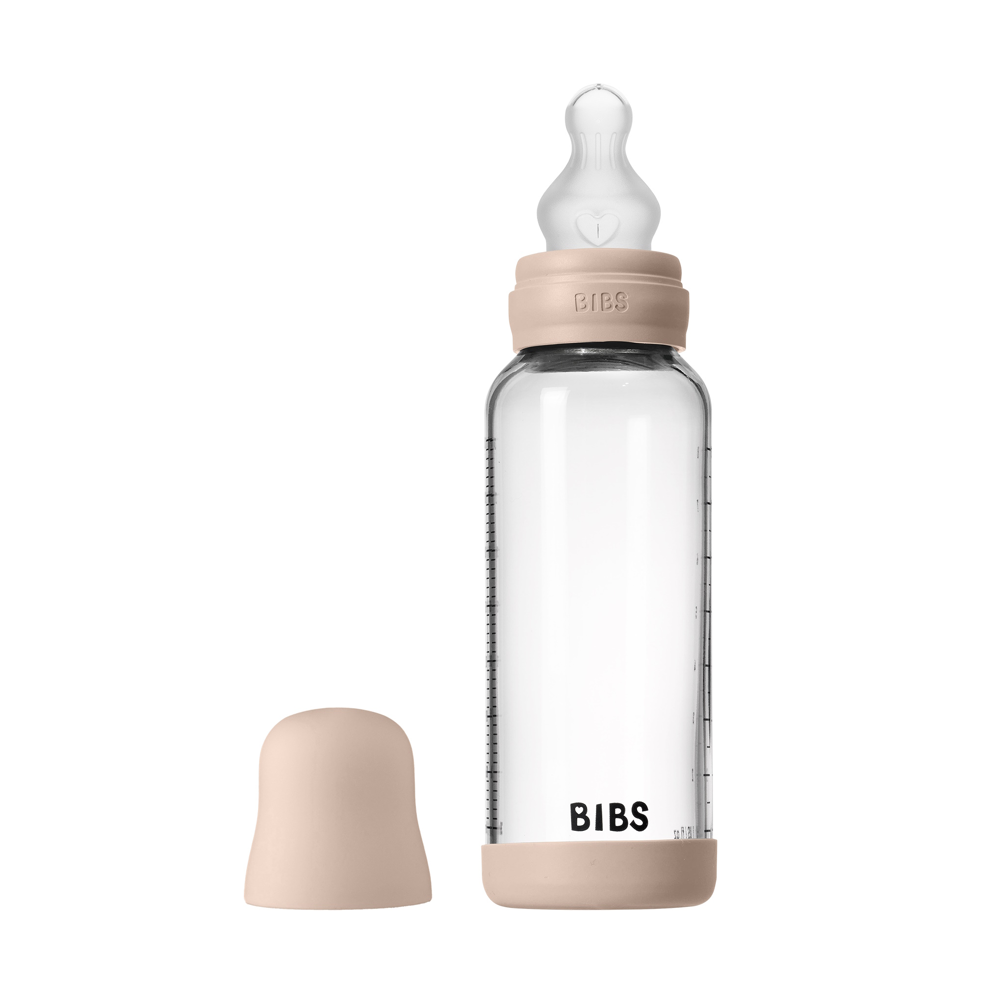 BIBS Baby Glass Bottle Silikone Medium Flow Blush