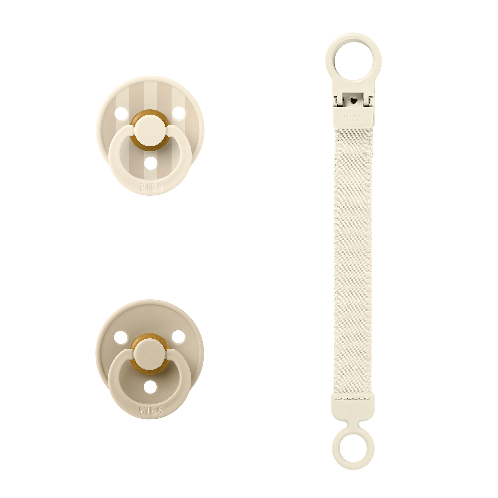 BIBS Colour Pacifier & Loop Clip Gift Set Latex Size 1 Ivory