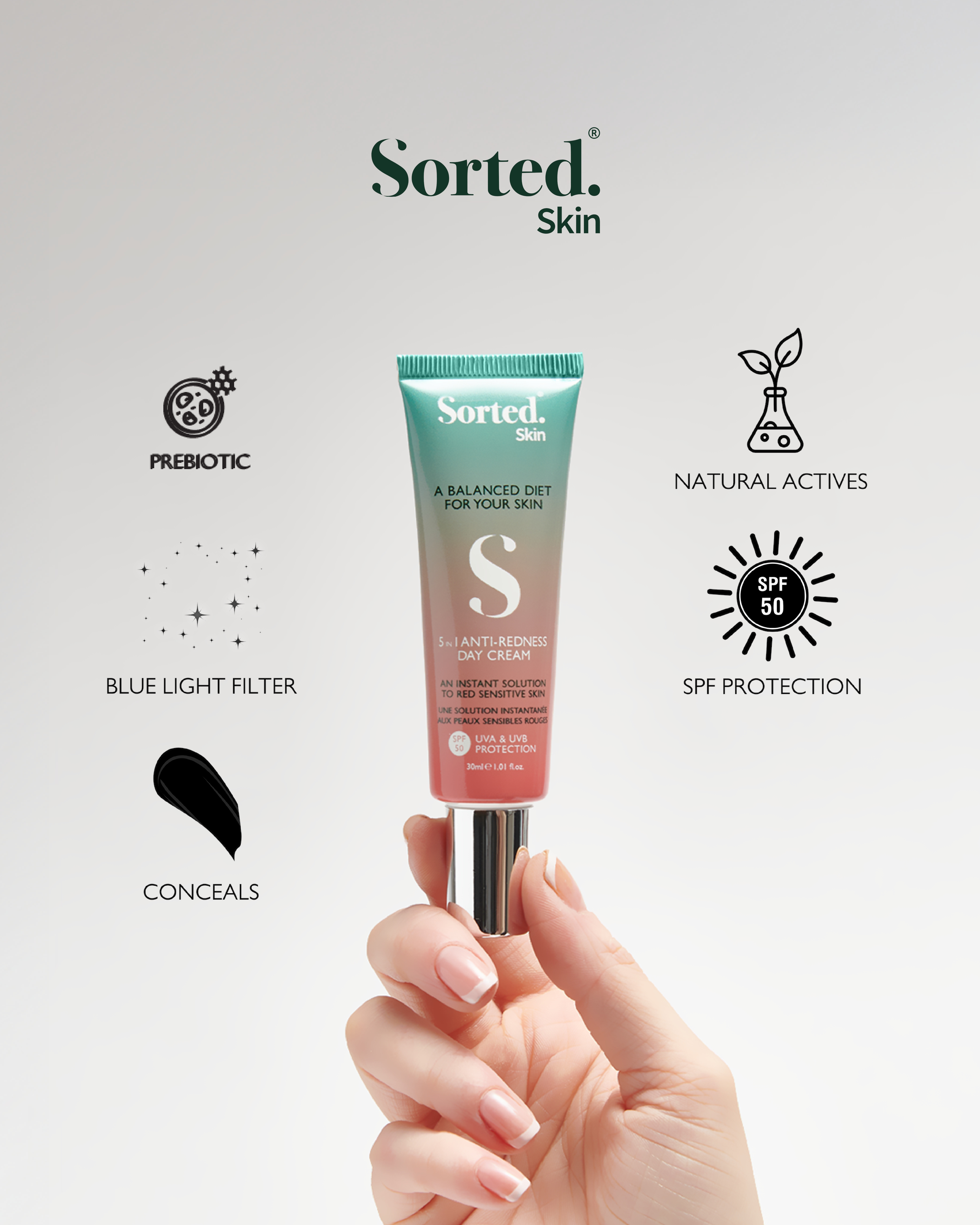 Sorted Skin 5-in-1 Anti-Redness Day Cream SPF 50
