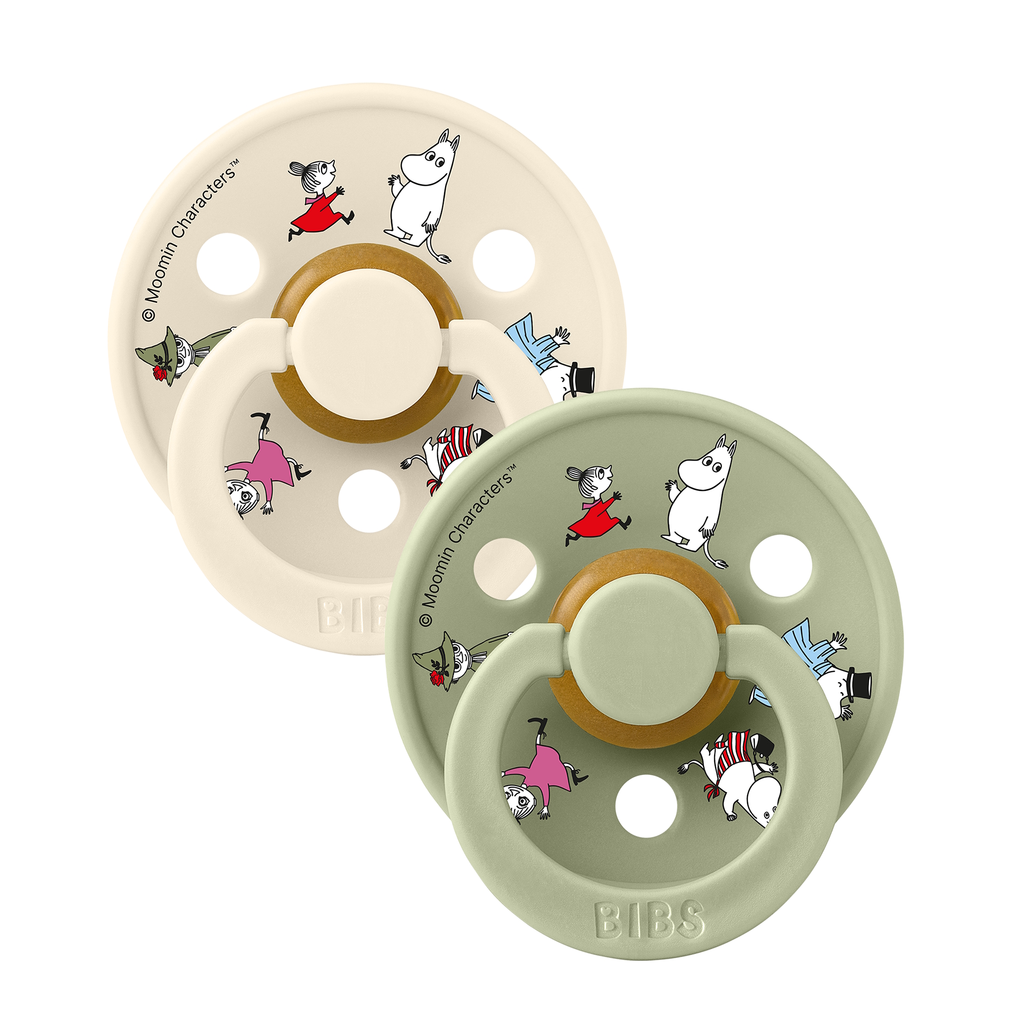 Bibs x Moomin Pacifier Colour 2 pack Friends Latex Size 2 Ivory mix