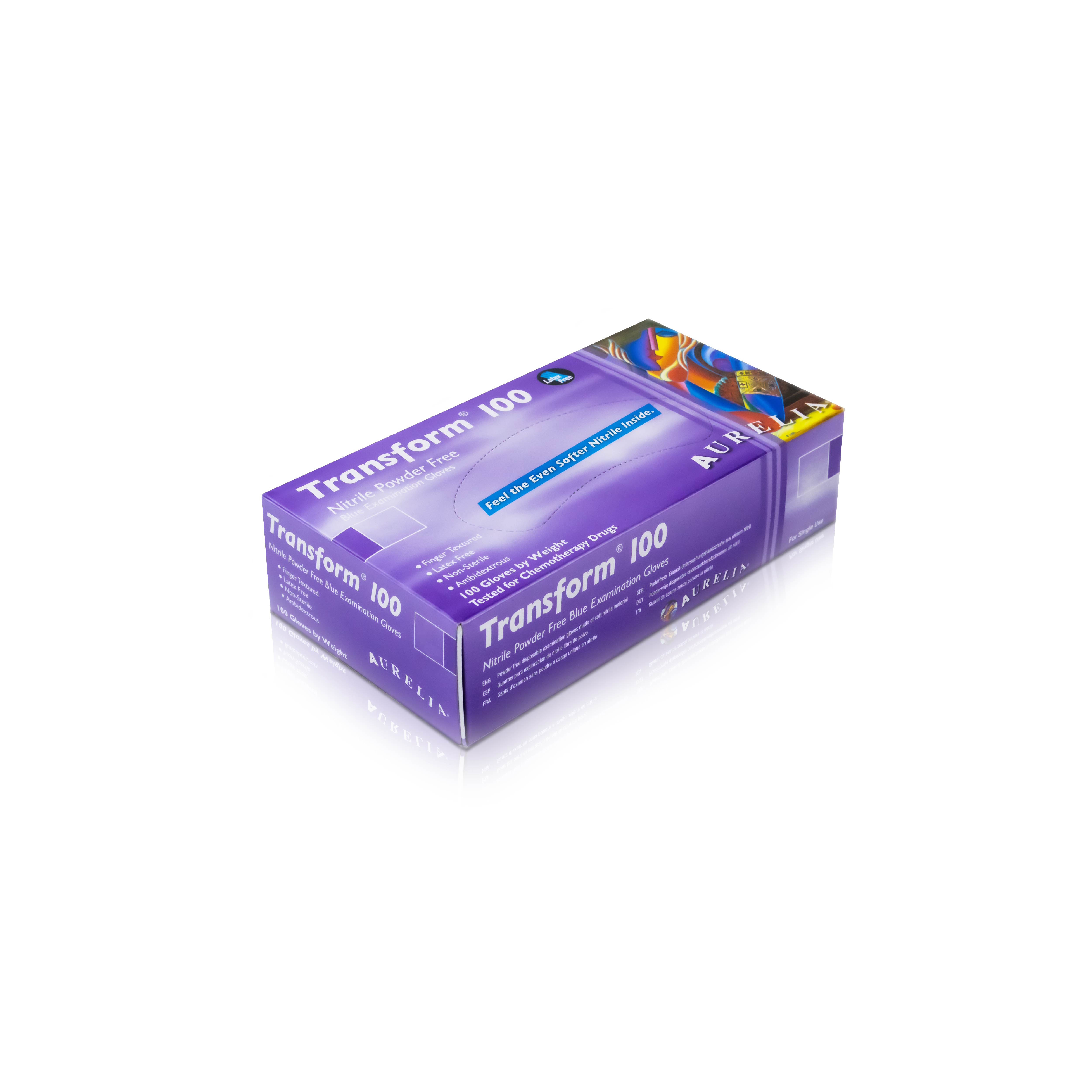 Aurelia Gloves Aurelia Transform100 blå pudderfri nitrilhandske, 3,2 mil (100 stk)