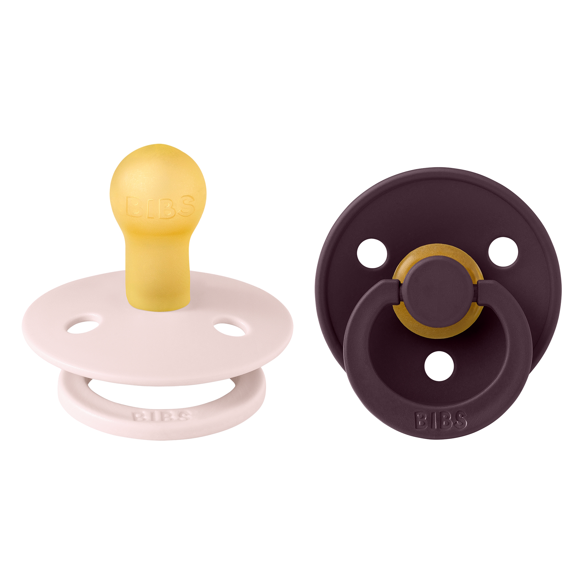 BIBS Pacifier Colour 2 PACK Latex Size 1 Petal/Plum
