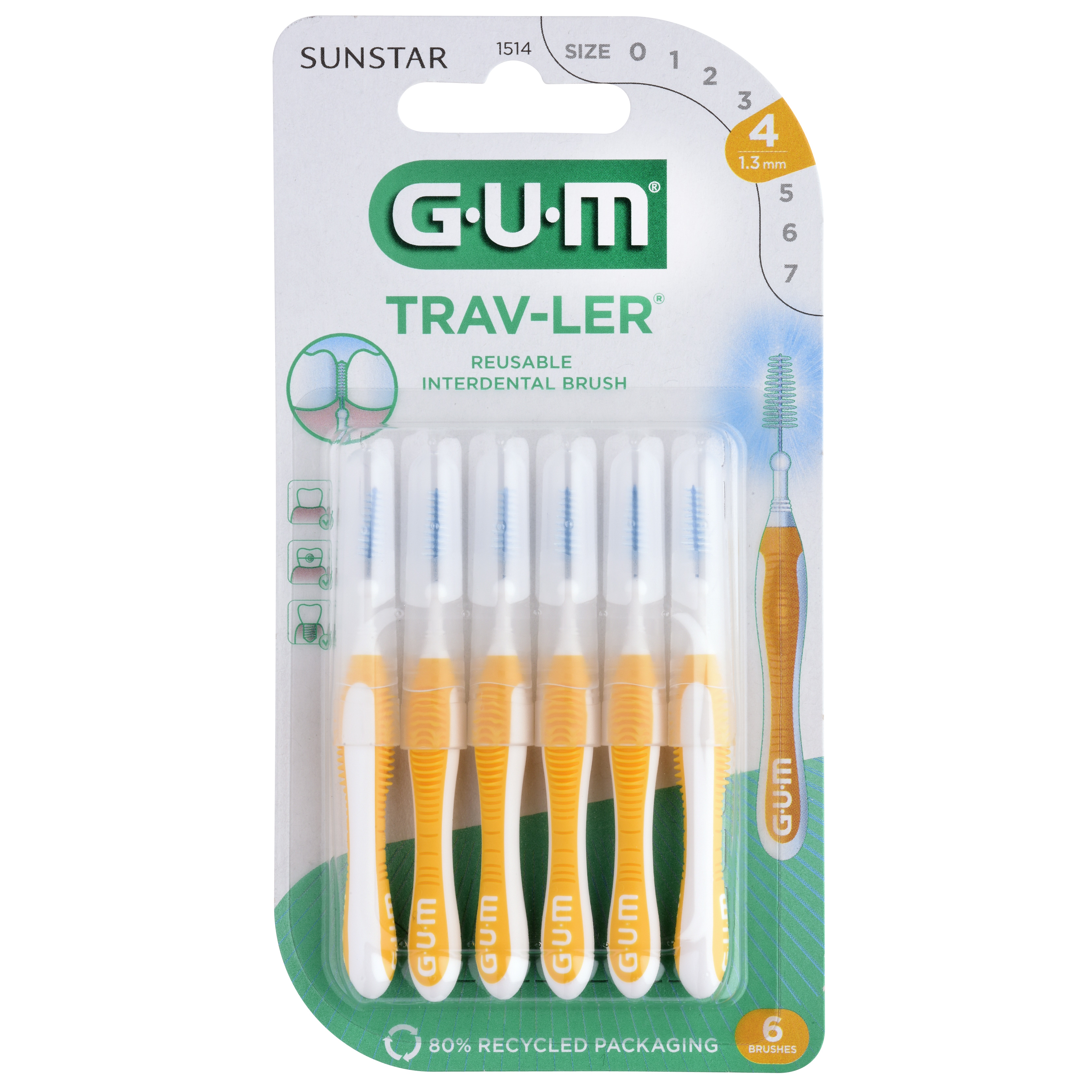 GUM TRAV-LER Mellemrumsbørste Nr. 1514 1,3mm