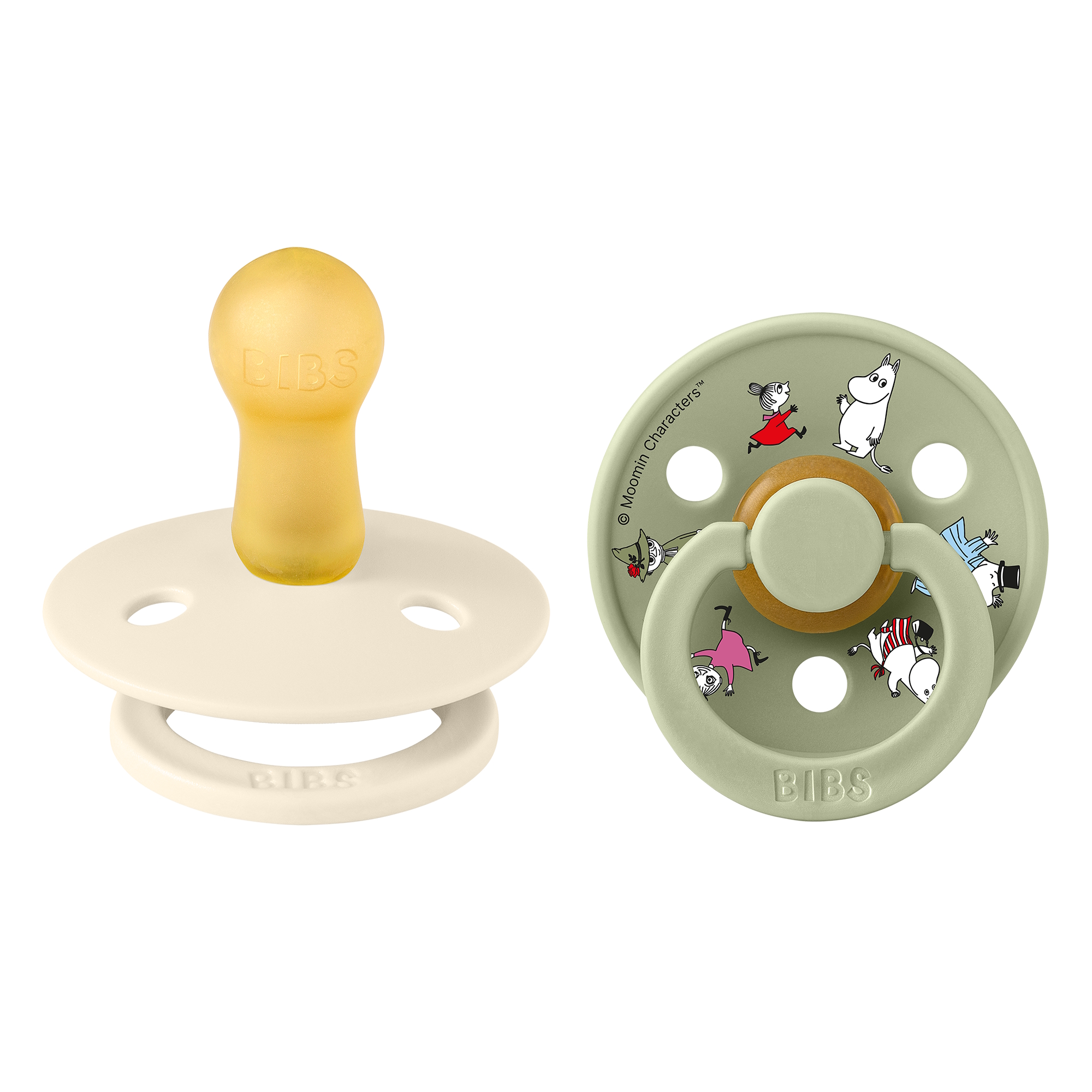 Bibs x Moomin Pacifier Colour 2 pack Friends Latex Size 2 Ivory mix