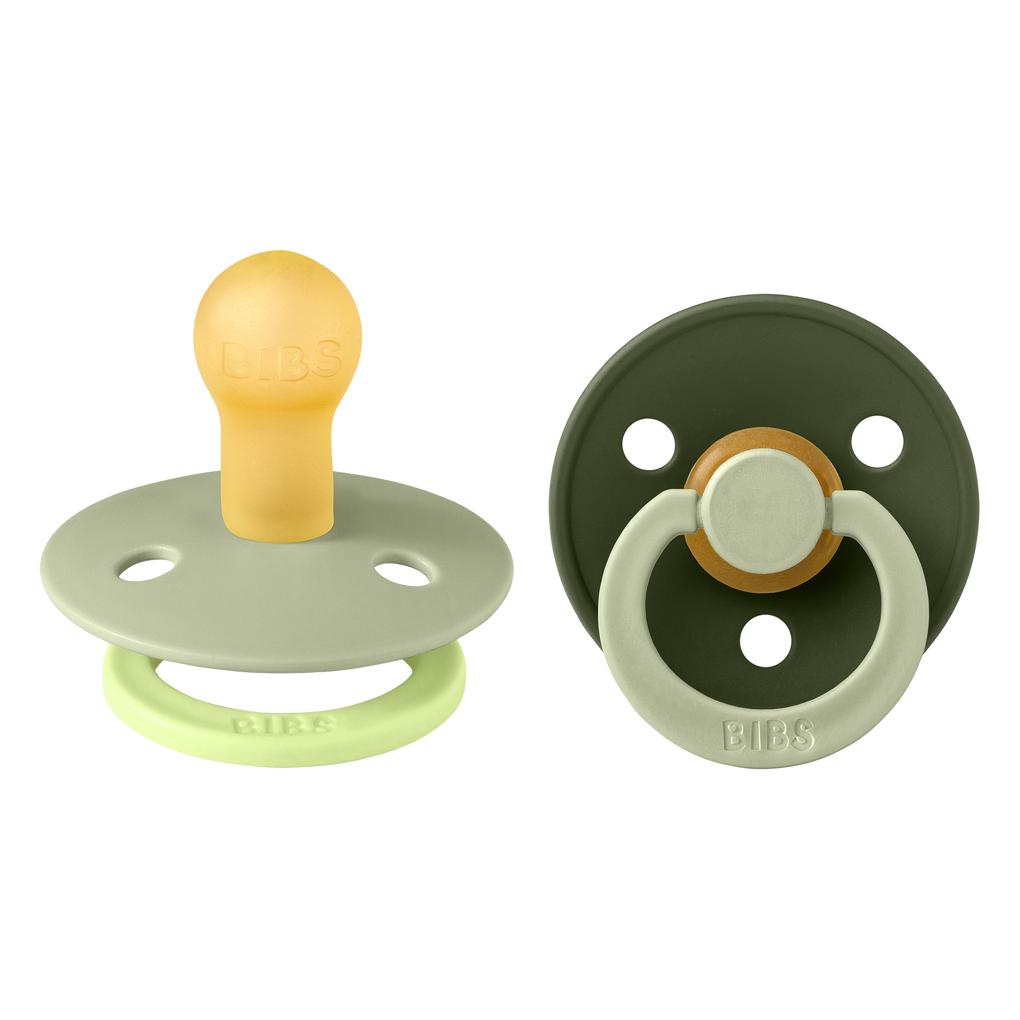 BIBS Pacifier Studio Colour 2 PACK Fusion Latex Size 1 Sage Hunter Green mix
