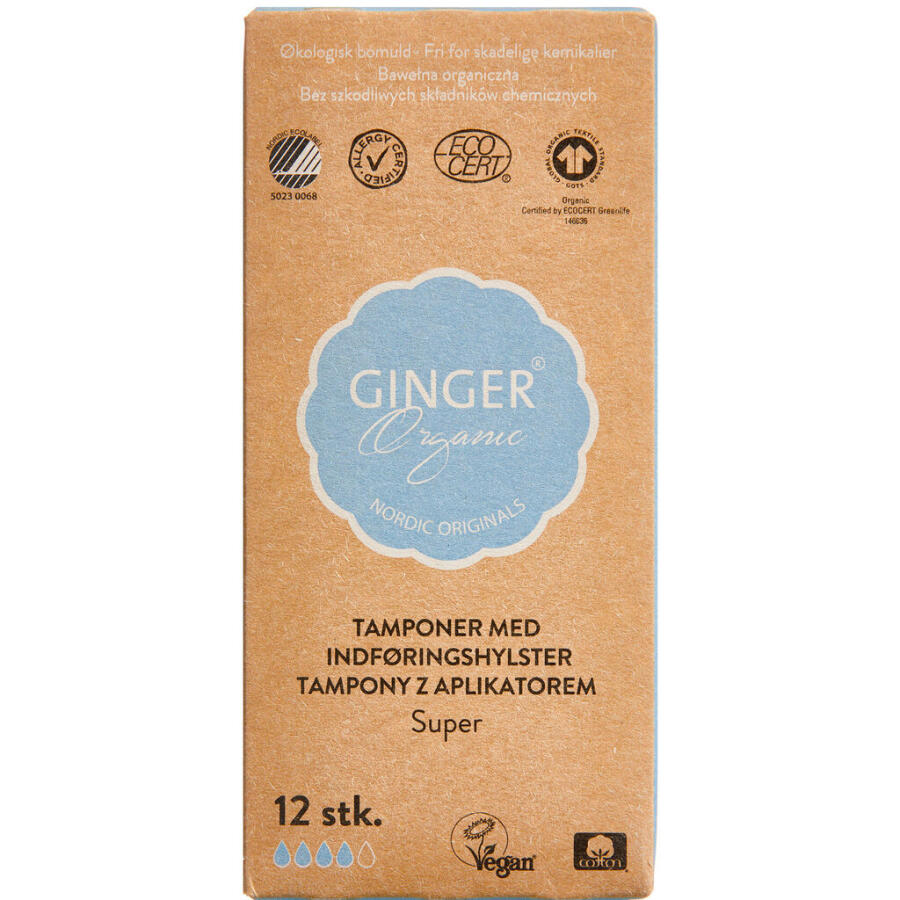 GingerOrganic Tampon med indføringshylster Super