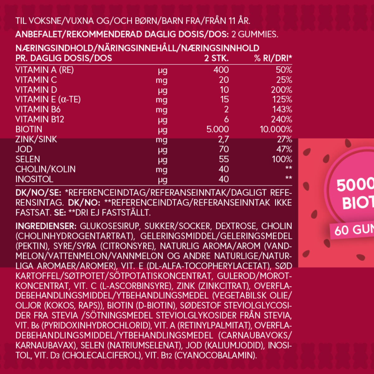 VitaYummy Hair & Nails (Watermelon) (Summer Edition 2026) - 60 stk