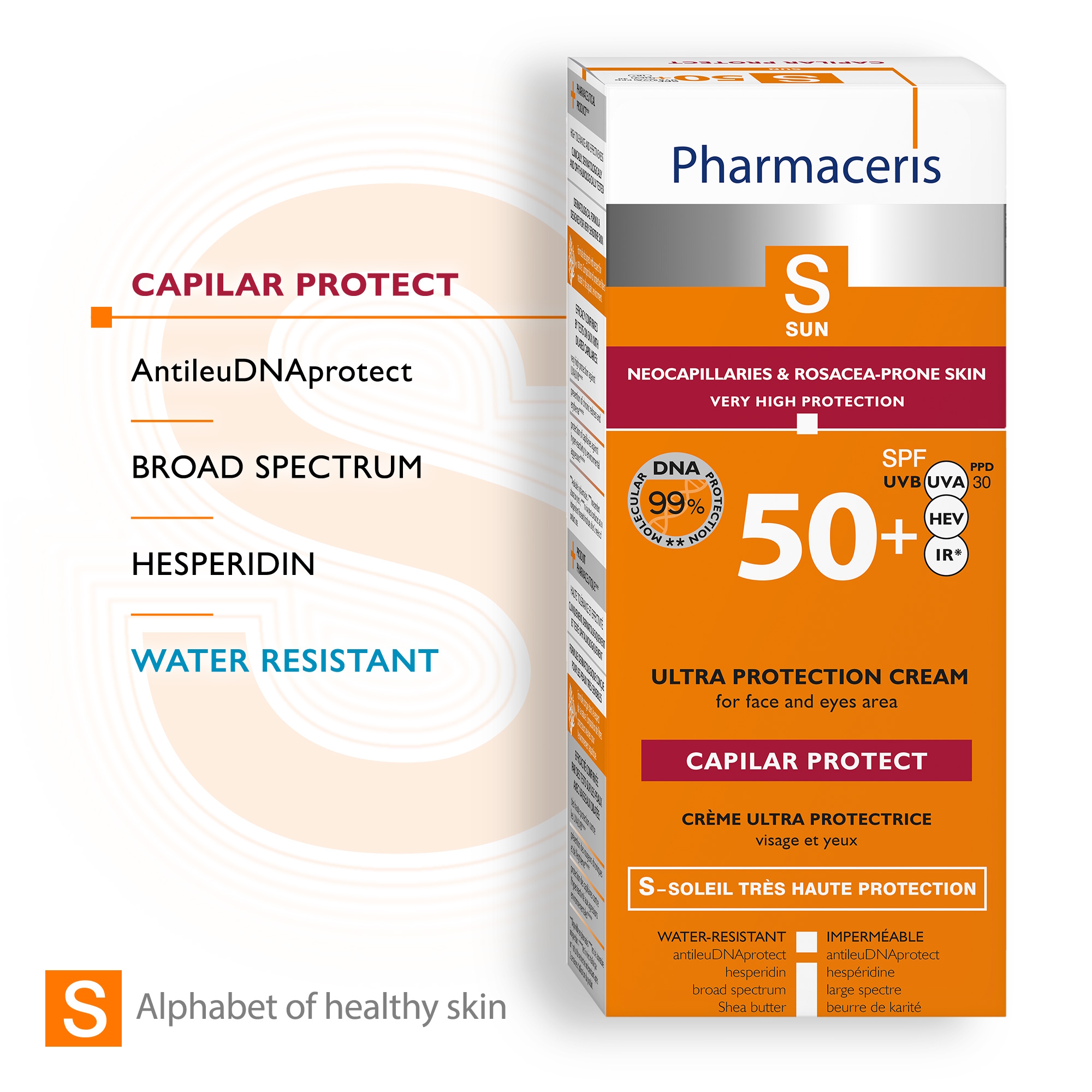 Pharmaceris S CAPILAR PROTECT SPF 50 Ansigtssolcreme til Couperose og Rosacea