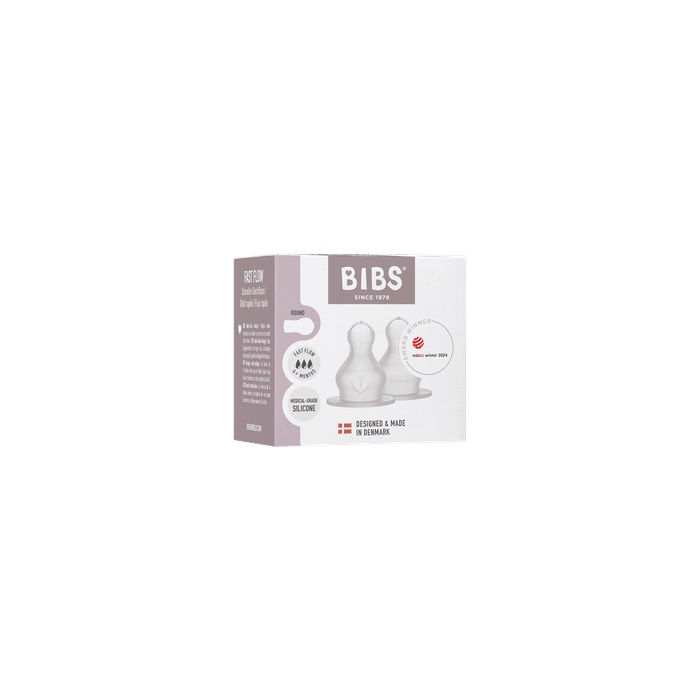 BIBS Baby Bottle Nipple 2-pak Silikone Fast Flow