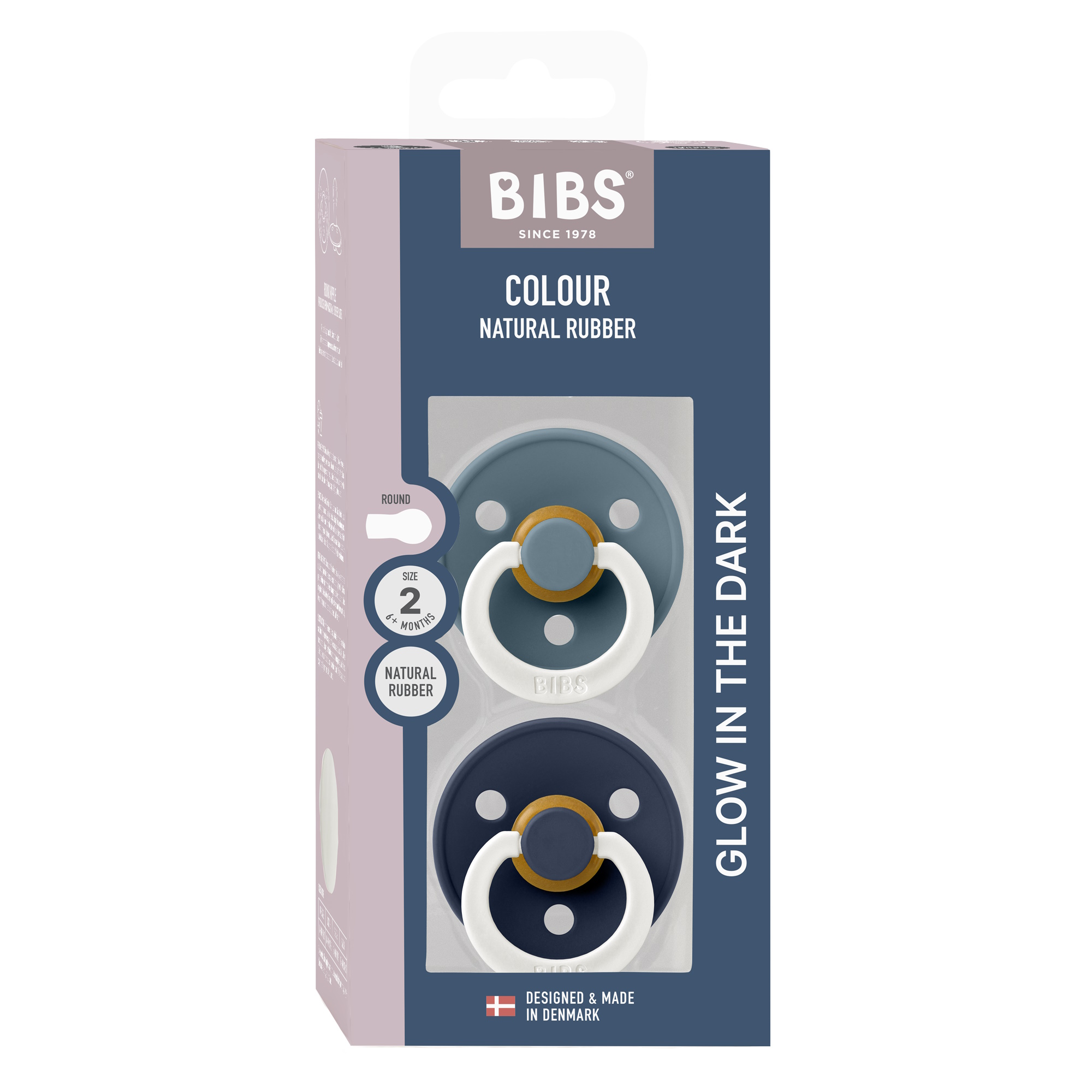 BIBS Pacifier Colour 2-pak Petrol Nat/Deep Space Nat Size 2