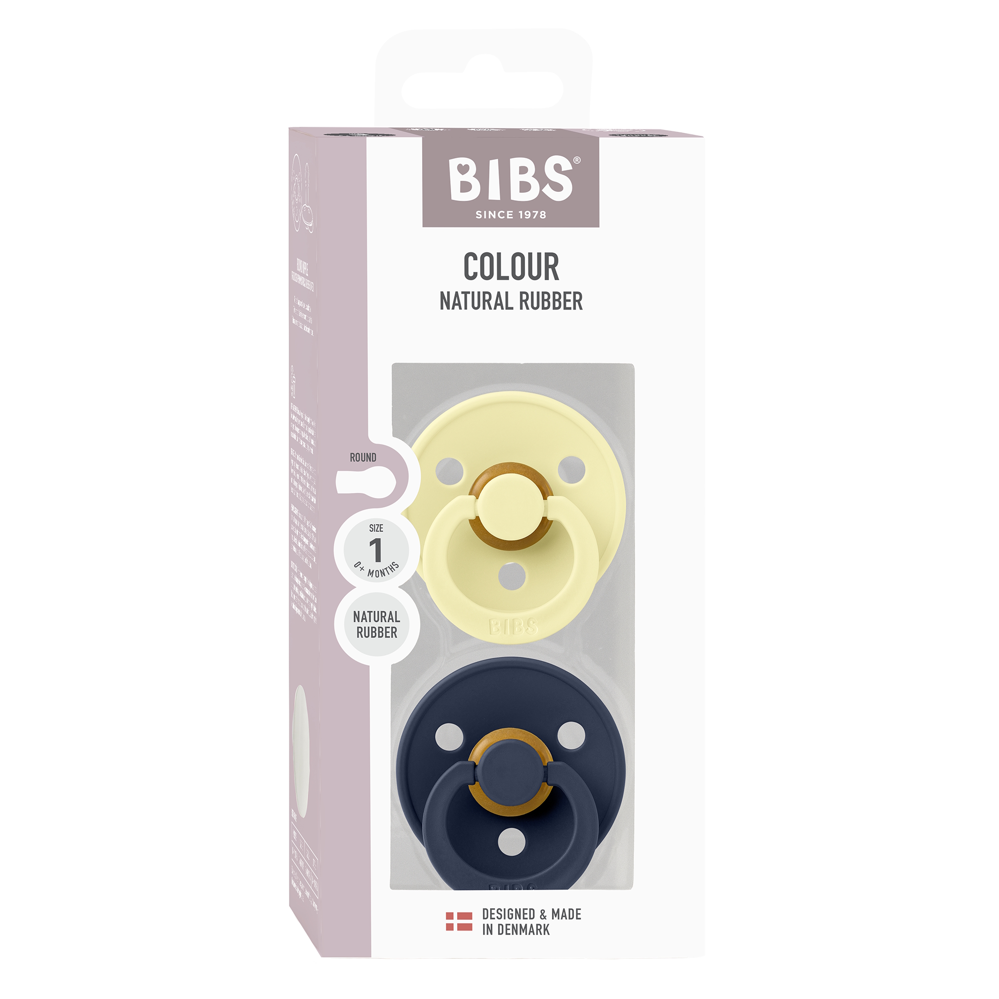 BIBS Pacifier Colour 2 PACK Latex Size 1 Luna/Deep space