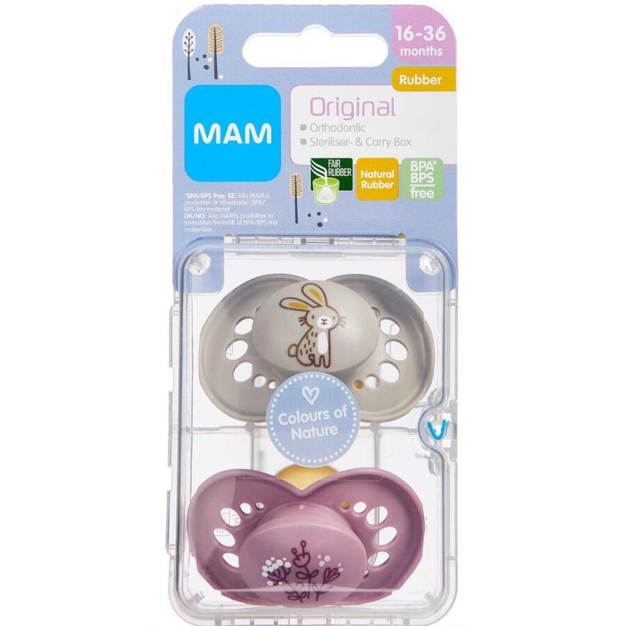 MAM Original Sut Naturgummi Pink 16-36 Mdr.