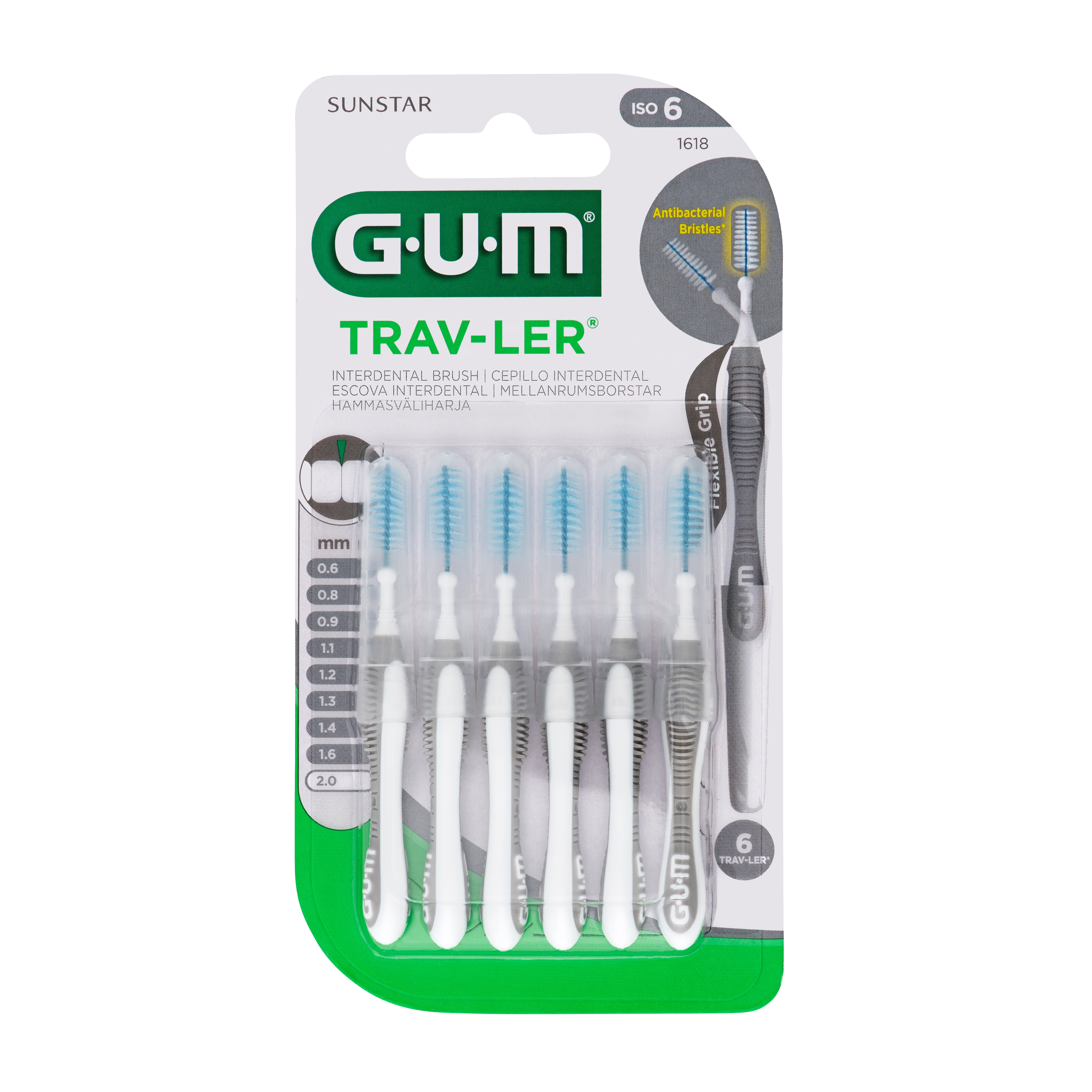 GUM TRAV-LER Mellemrumsbørste Nr. 1618 2,0mm