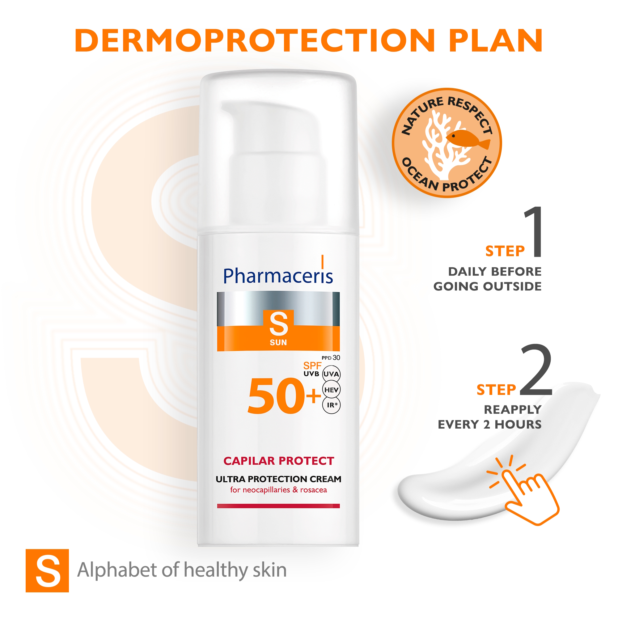 Pharmaceris S CAPILAR PROTECT SPF 50 Ansigtssolcreme til Couperose og Rosacea