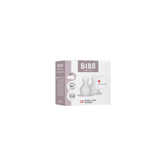 BIBS Baby Bottle Nipple 2-pak Silikone Medium Flow