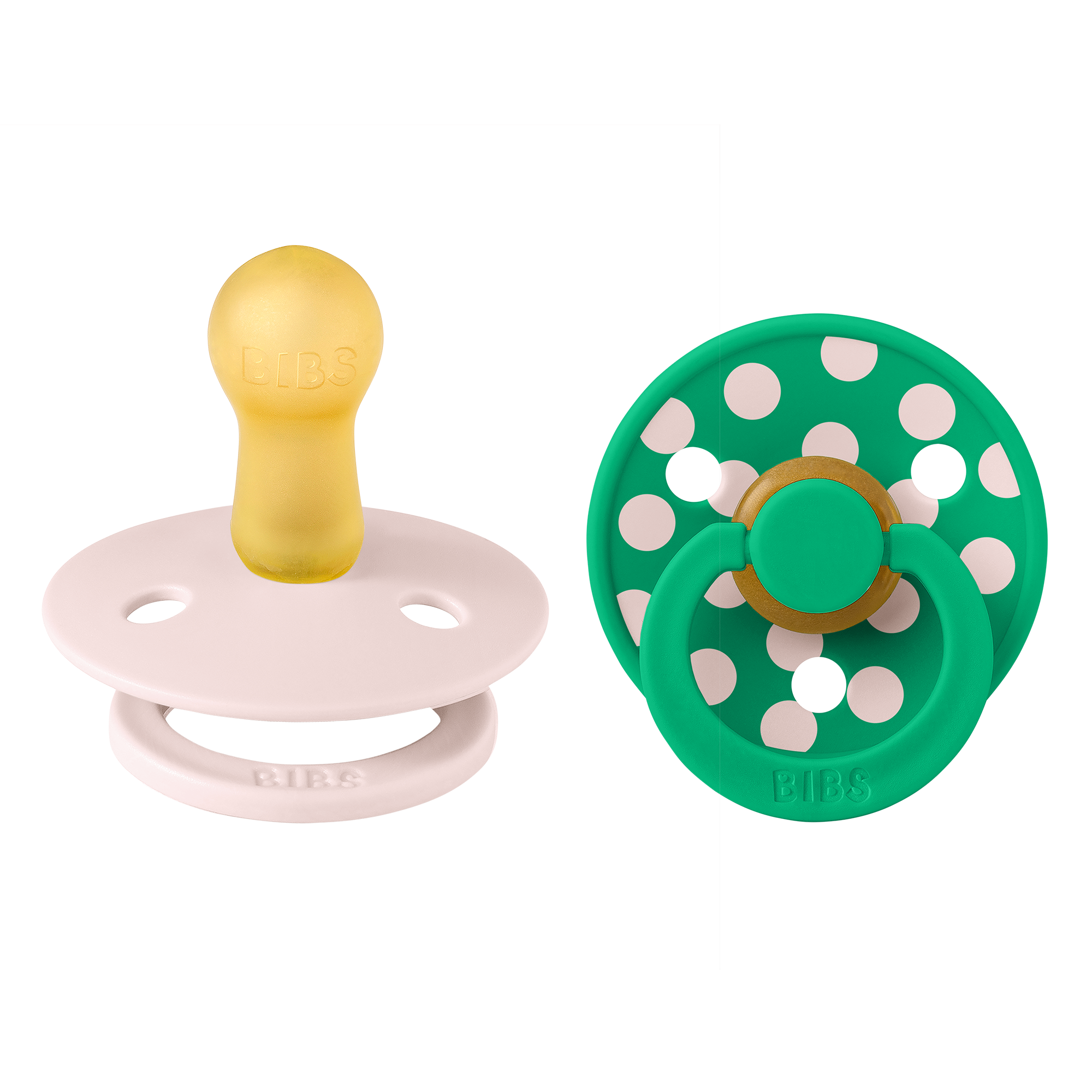 BIBS Pacifier Studio Colour 2 PACK Polka Latex Size 2 Petal/Cactus