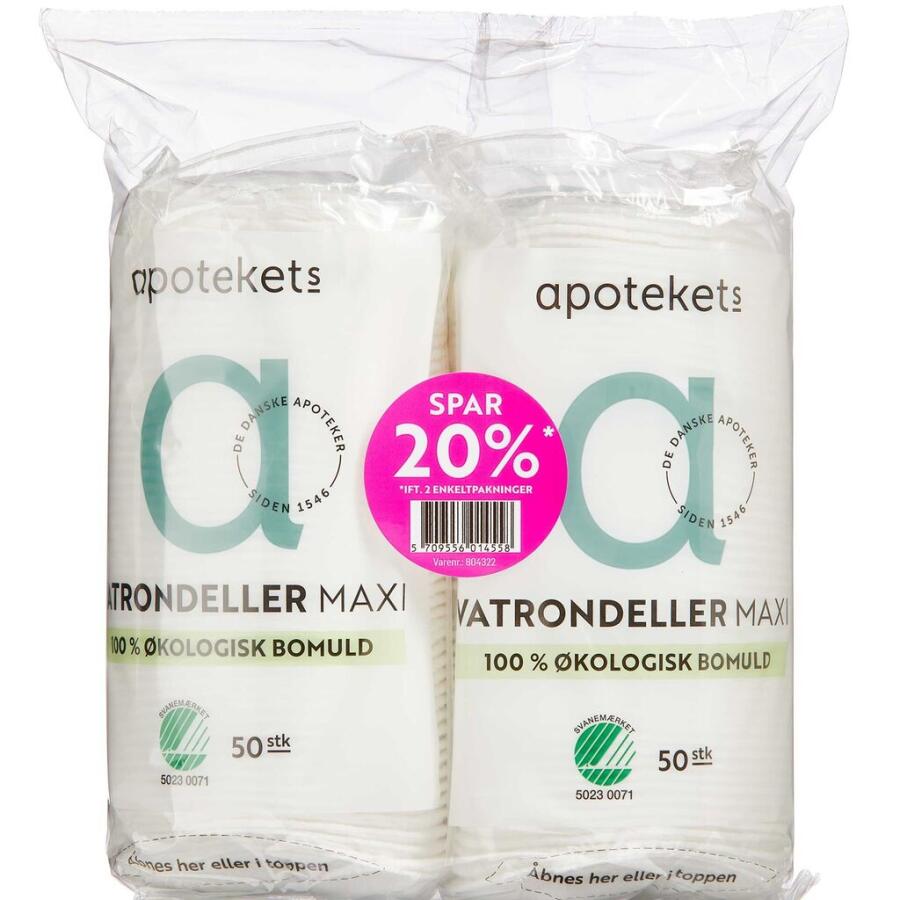 Apotekets Økologiske Vatrondeller Maxi 2-pak