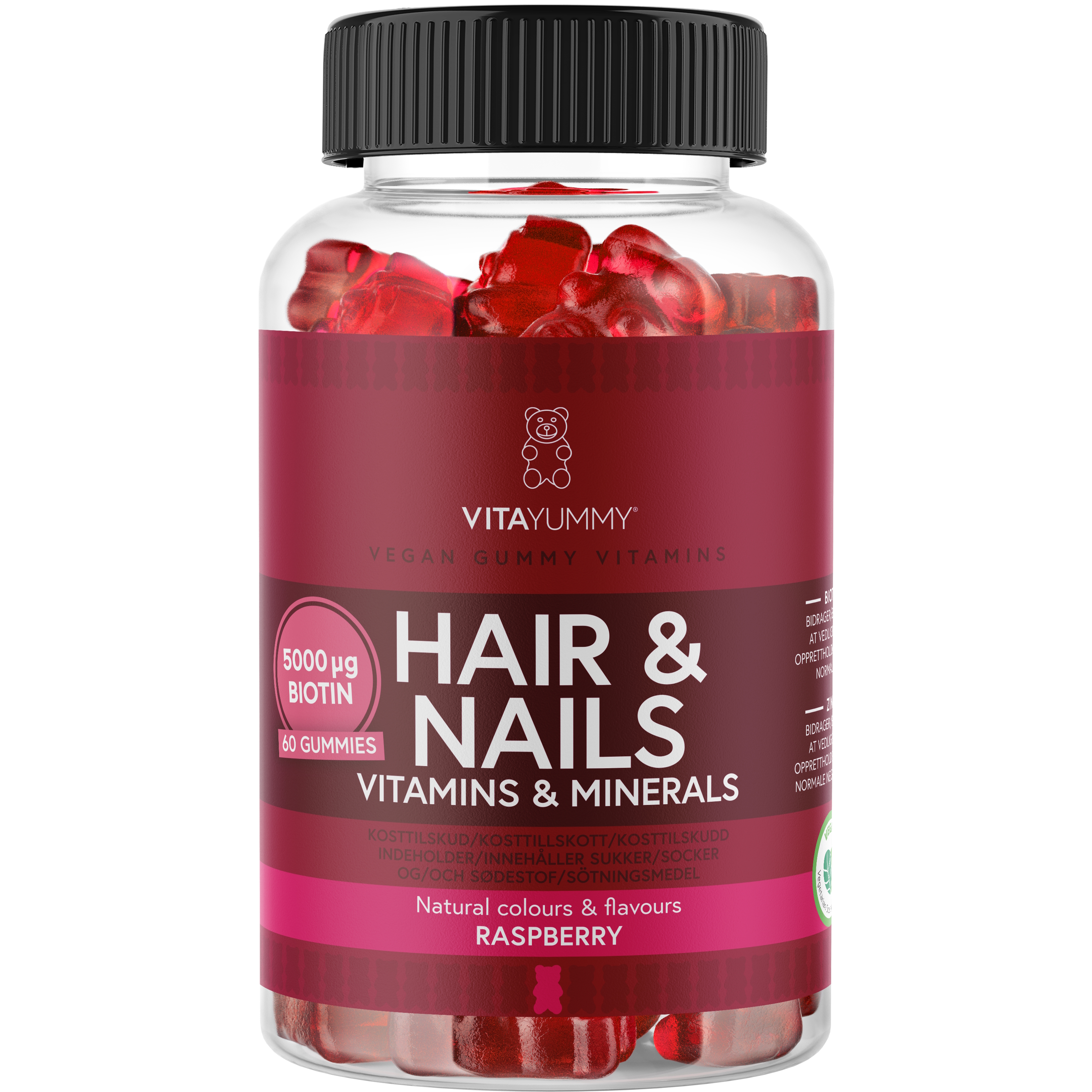 VitaYummy Hair & Nails (Raspberry) - 60 stk.