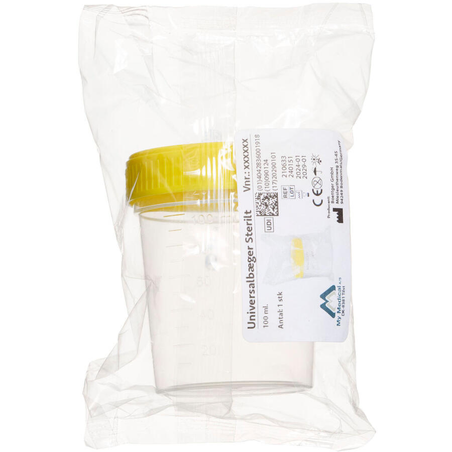 Urinbæger m. skruelåg sterilt 100 ml