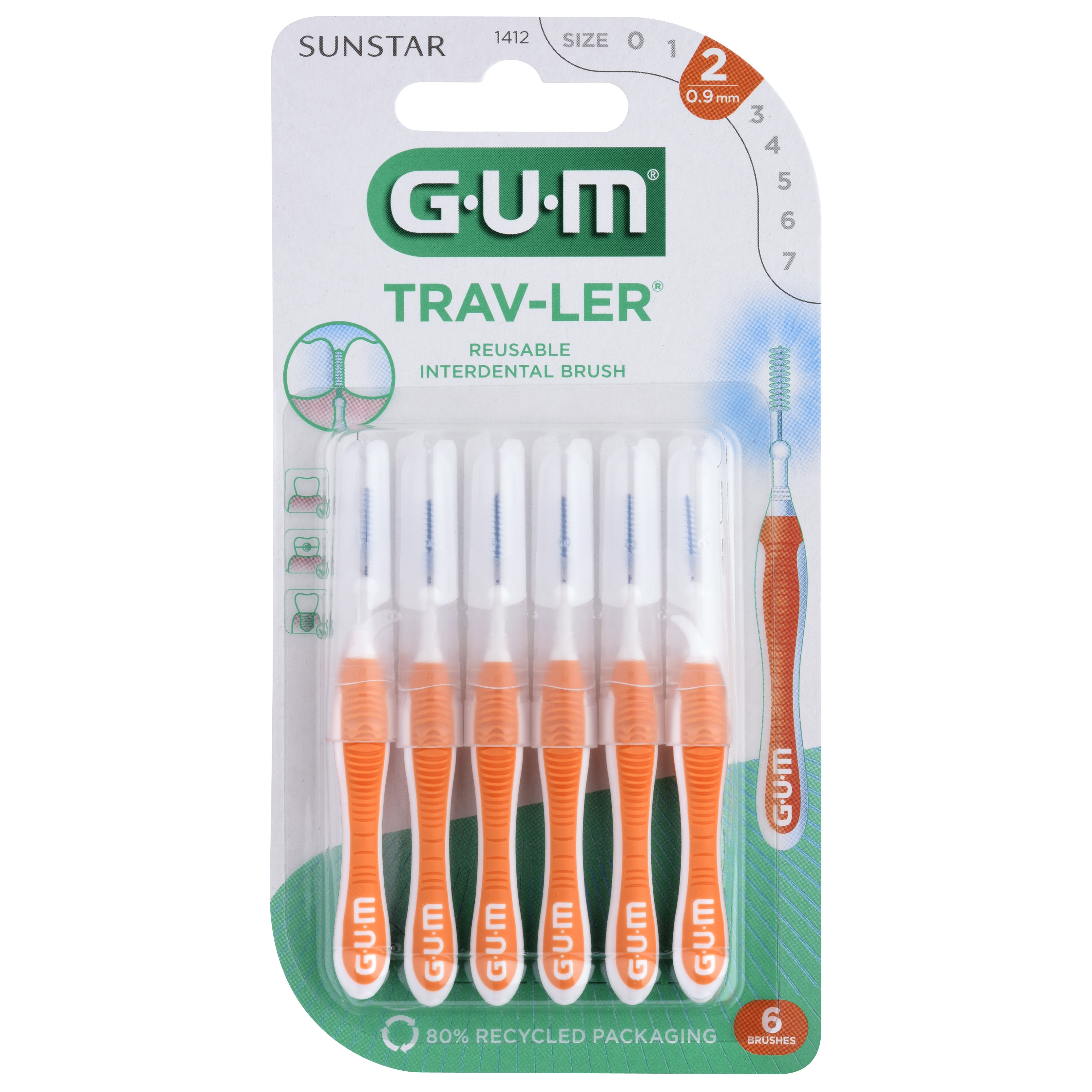 GUM TRAV-LER Mellemrumsbørste Nr. 1412 0,9mm