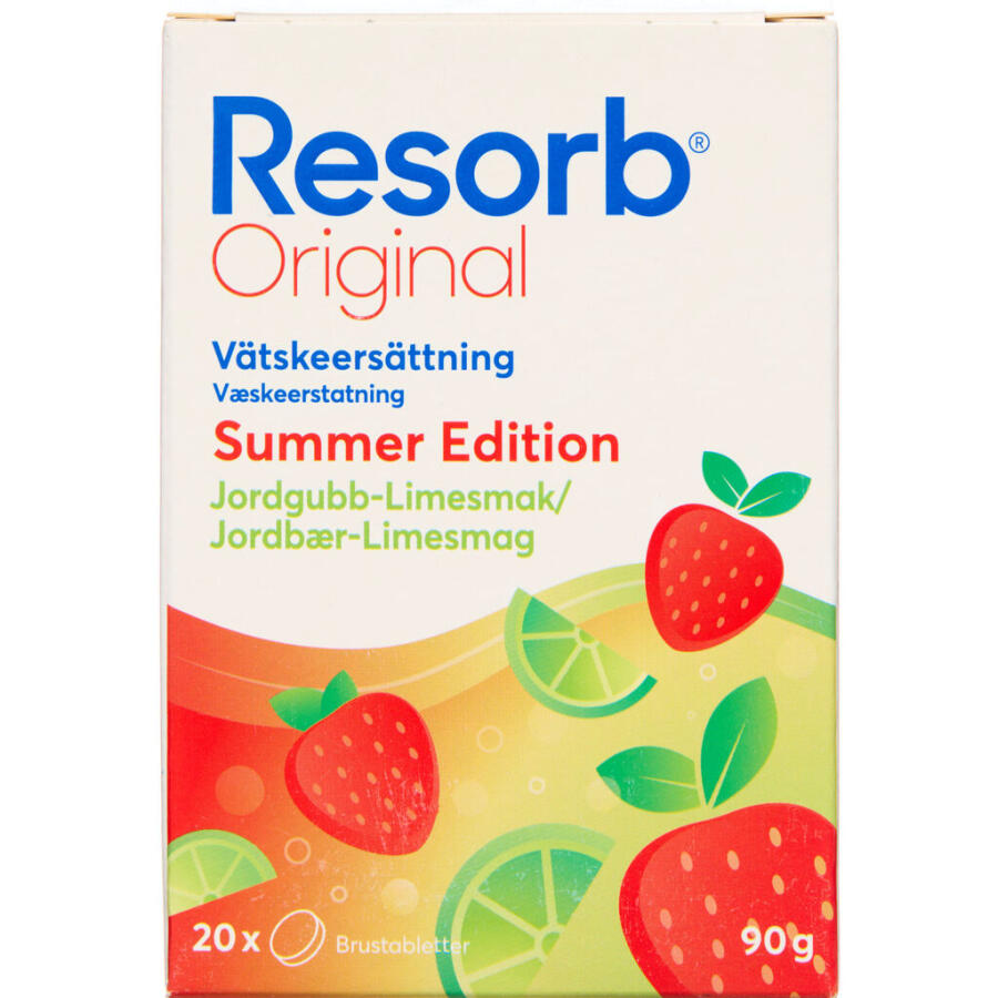 Resorb jordbær-lime brusetabl